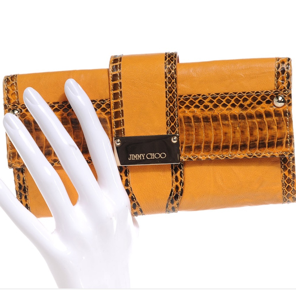Jimmy Choo Yellow Elaphe Snakeskin Uma Wallet